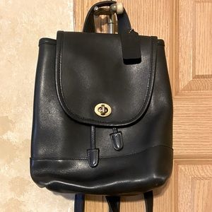 Vintage Black Leather Coach Backpack
